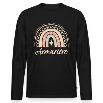 Cadeau Armurière. Boho Rainbow armurière. - T-shirt manches longues Premium bio Homme - noir - Devant - Nico (187cm)