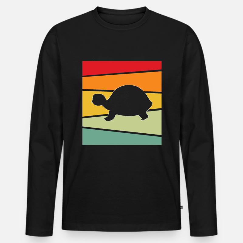 Schildkröte Retro - Männer Premium Bio Langarmshirt - Schwarz