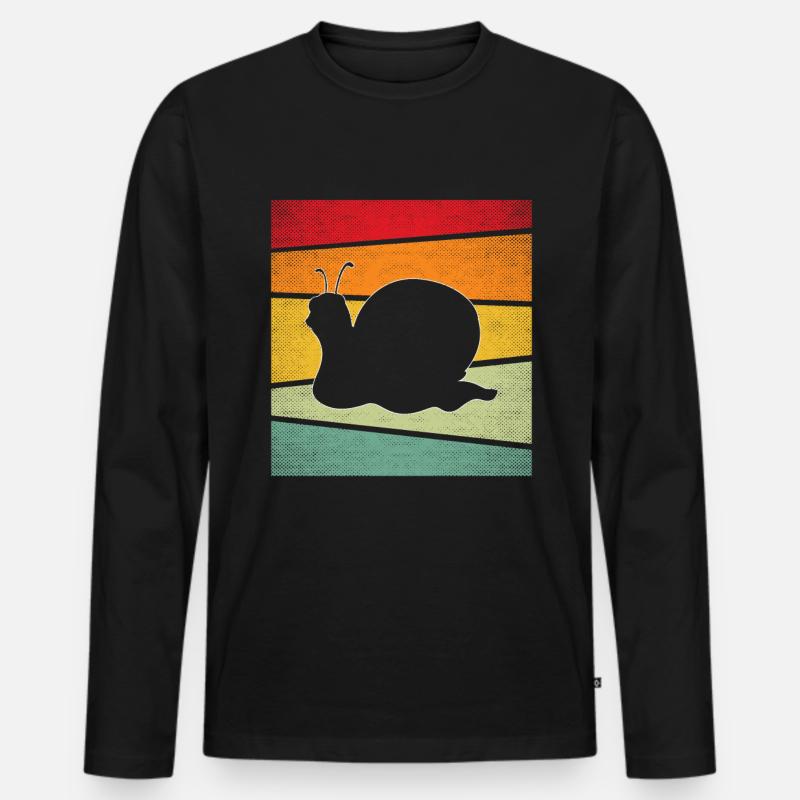 Schnecke Retro - Männer Premium Bio Langarmshirt - Schwarz