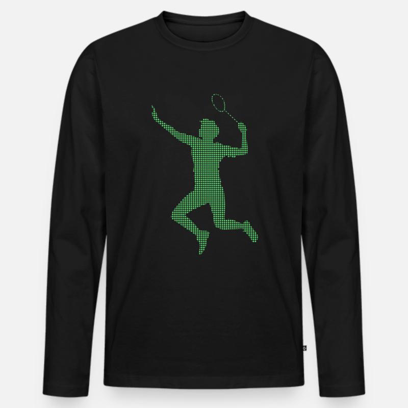 Badminton - Männer Premium Bio Langarmshirt - Schwarz