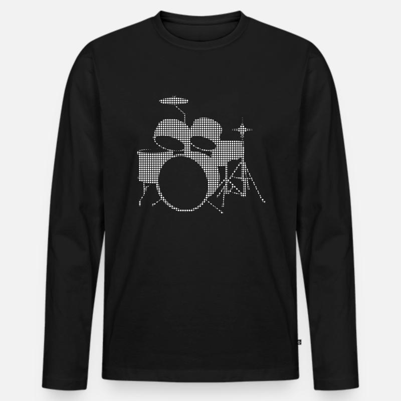 Schlagzeug - Männer Premium Bio Langarmshirt - Schwarz