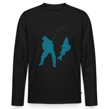 Angeln - Männer Premium Bio Langarmshirt - Schwarz - Vorne - Nico (187cm)