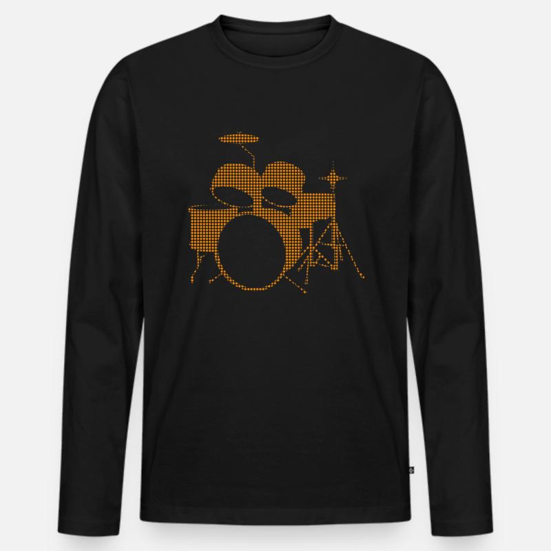 Schlagzeug - Männer Premium Bio Langarmshirt - Schwarz