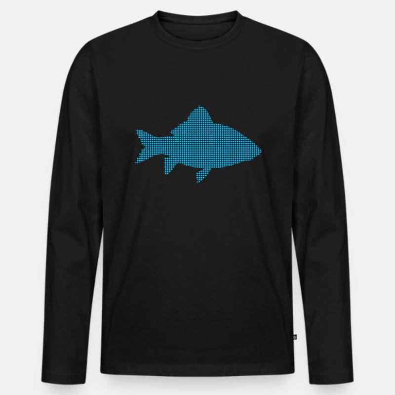 Fisch - Männer Premium Bio Langarmshirt - Schwarz