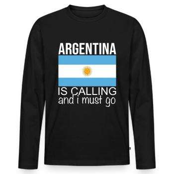 Argentine disant - T-shirt manches longues Premium bio Homme - noir - Devant - Nico (187cm)