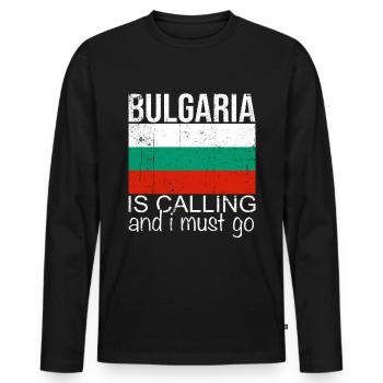 Bulgarie - T-shirt manches longues Premium bio Homme - noir - Devant - Nico (187cm)