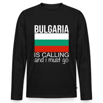 Bulgarie - T-shirt manches longues Premium bio Homme - noir - Devant - Nico (187cm)