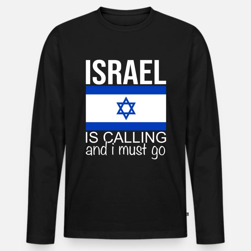 Israel - Männer Premium Bio Langarmshirt - Schwarz
