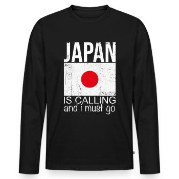 Japan Spruch - Männer Premium Bio Langarmshirt - Schwarz - Vorne - Nico (187cm)
