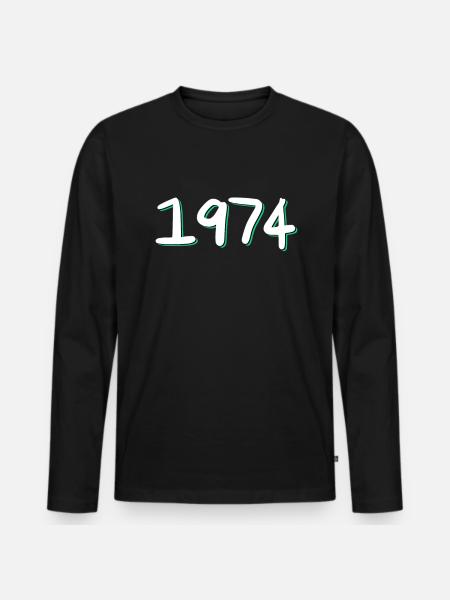 1974 Anniversaire - T-shirt manches longues Premium bio Homme - noir