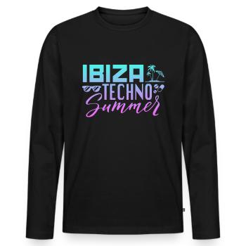 Ibiza Techno Été - T-shirt manches longues Premium bio Homme - noir - Devant - Nico (187cm)