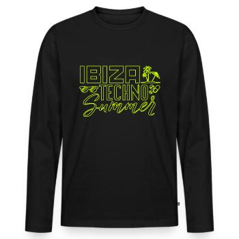 Ibiza Techno Été - T-shirt manches longues Premium bio Homme - noir - Devant - Nico (187cm)