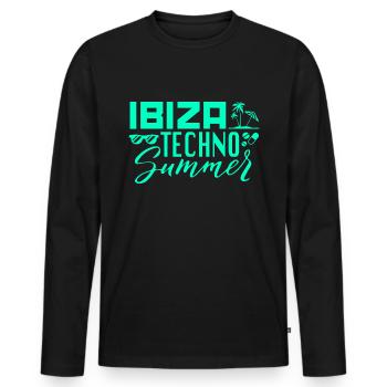 Ibiza Techno Été - T-shirt manches longues Premium bio Homme - noir - Devant - Nico (187cm)