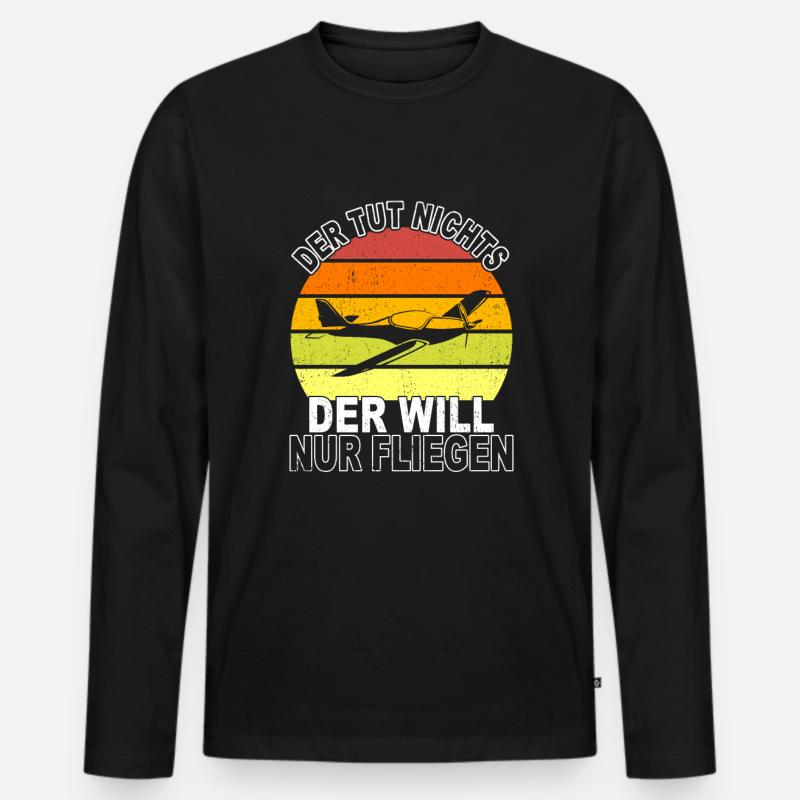 Flugzeug Spruch - Männer Premium Bio Langarmshirt - Schwarz
