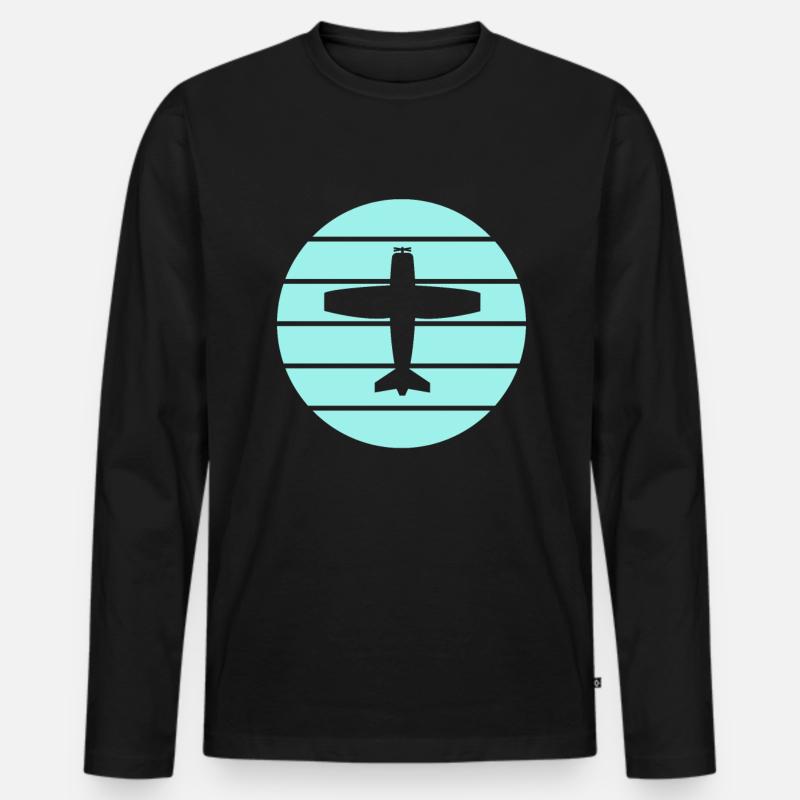 Flugzeug - Männer Premium Bio Langarmshirt - Schwarz