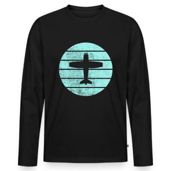 Airplane - Men's Premium Organic Long Sleeve Shirt - black - Front - Nico (187cm)