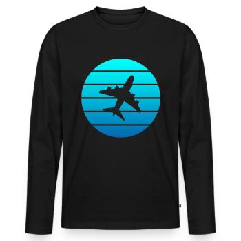 Airplane - Men's Premium Organic Long Sleeve Shirt - black - Front - Nico (187cm)