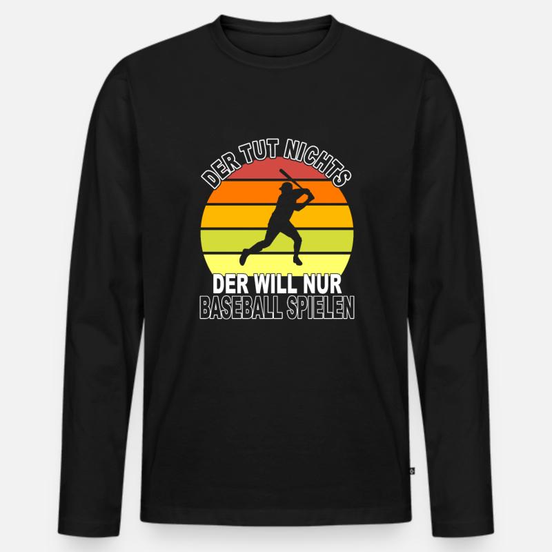 Baseball Spruch - Männer Premium Bio Langarmshirt - Schwarz
