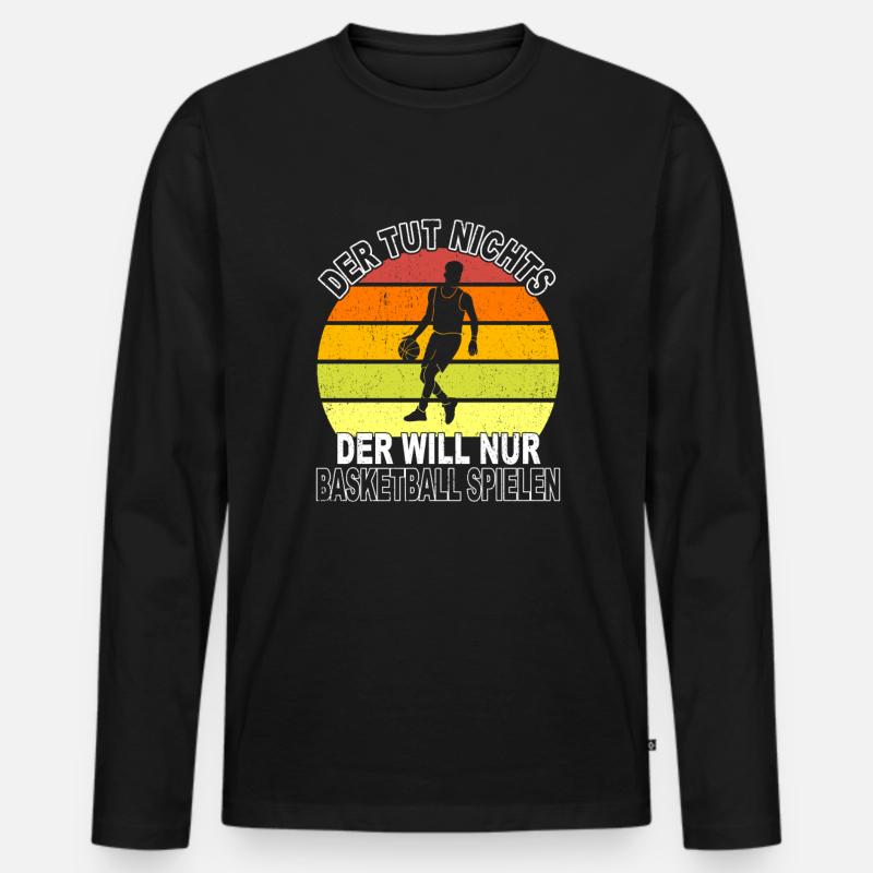 Basketball Spruch - Männer Premium Bio Langarmshirt - Schwarz