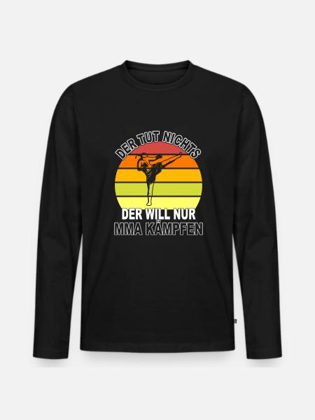 MMA Spruch - Männer Premium Bio Langarmshirt - Schwarz