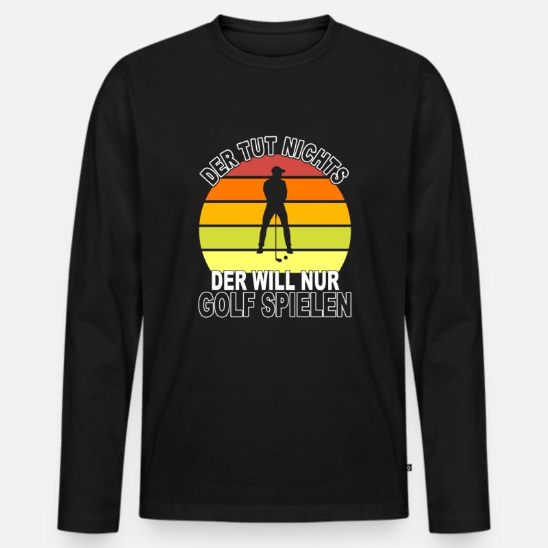 Golf Spruch - Männer Premium Bio Langarmshirt - Schwarz