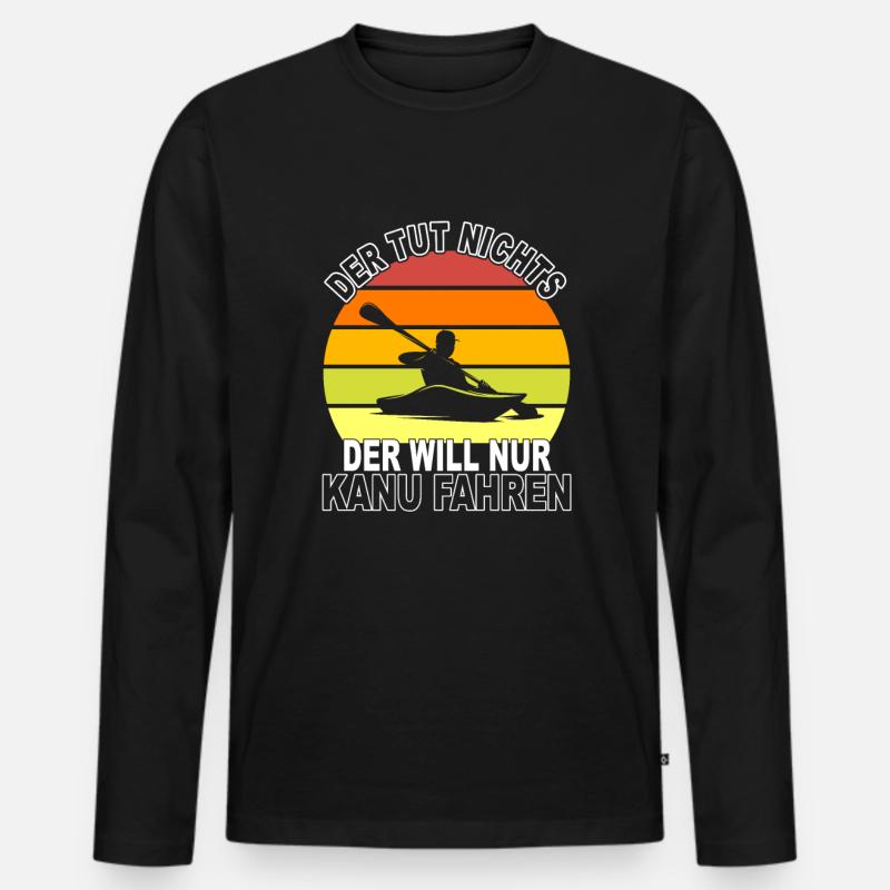 Kanu Spruch - Männer Premium Bio Langarmshirt - Schwarz