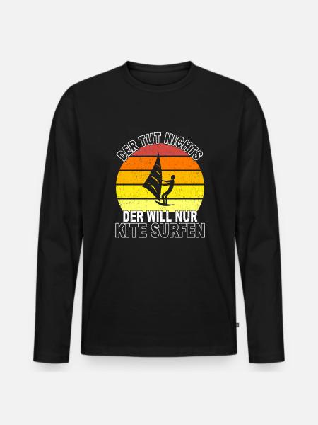 Kite surfen Spruch - Männer Premium Bio Langarmshirt - Schwarz