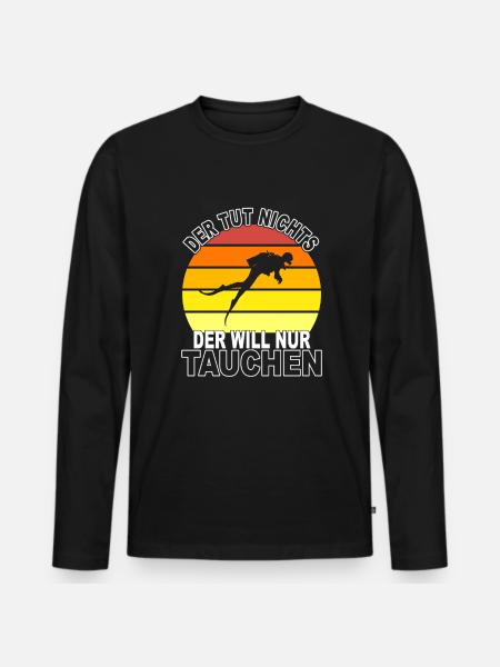 Tauchen Spruch - Männer Premium Bio Langarmshirt - Schwarz