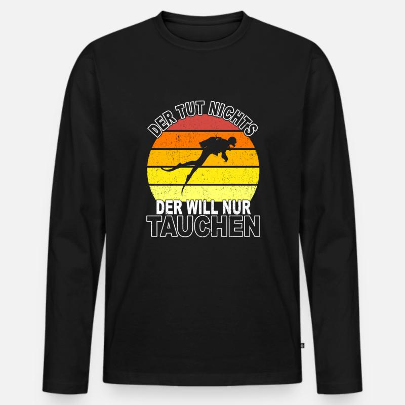 Tauchen Spruch - Männer Premium Bio Langarmshirt - Schwarz