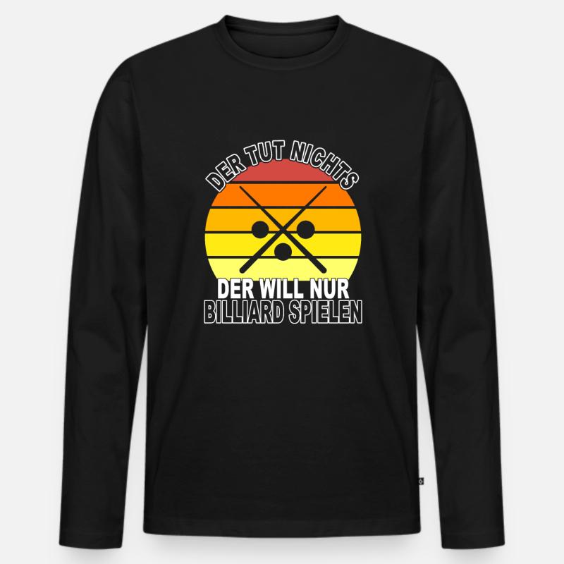 Billiard Spruch - Männer Premium Bio Langarmshirt - Schwarz