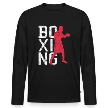Boxe - T-shirt manches longues Premium bio Homme - noir - Devant - Nico (187cm)