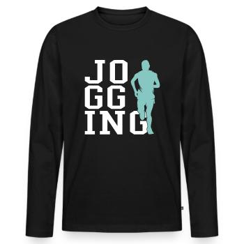Jog - Men's Premium Organic Long Sleeve Shirt - black - Front - Nico (187cm)