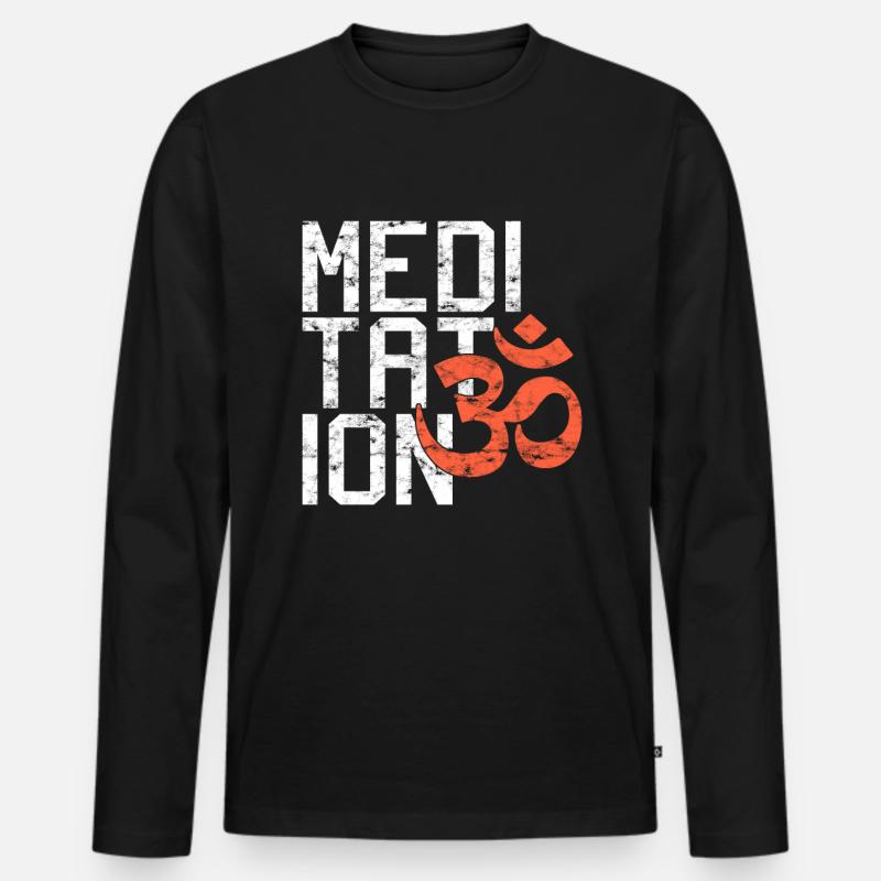 Meditation - Männer Premium Bio Langarmshirt - Schwarz