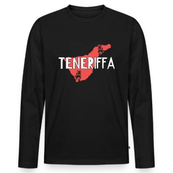 Ténérife - T-shirt manches longues Premium bio Homme - noir - Devant - Nico (187cm)