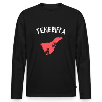 Ténérife - T-shirt manches longues Premium bio Homme - noir - Devant - Nico (187cm)