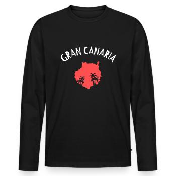 Gran Canaria - Männer Premium Bio Langarmshirt - Schwarz - Vorne - Nico (187cm)