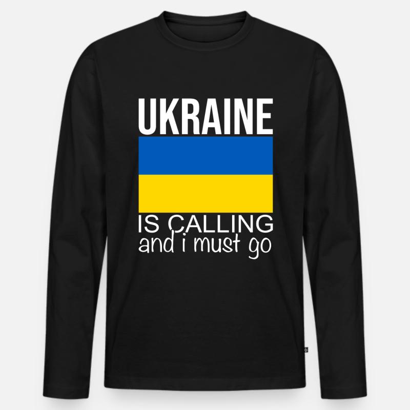 Ukraine Spruch - Männer Premium Bio Langarmshirt - Schwarz