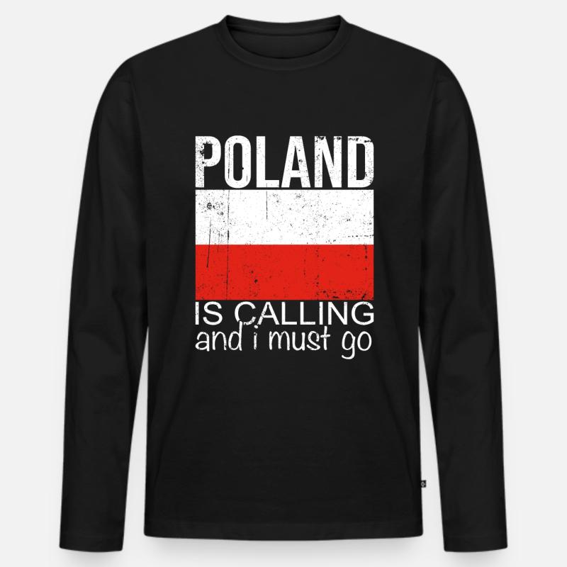 Polen Spruch - Männer Premium Bio Langarmshirt - Schwarz