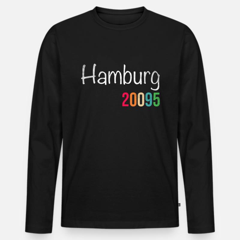 Hamburg - Männer Premium Bio Langarmshirt - Schwarz