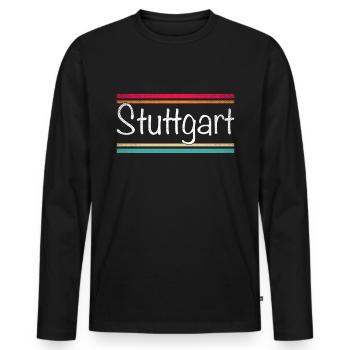 Stuttgart - T-shirt manches longues Premium bio Homme - noir - Devant - Nico (187cm)
