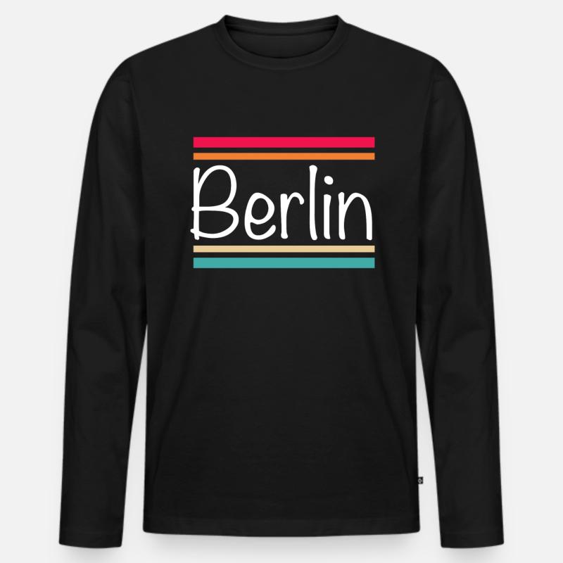 Berlin - Männer Premium Bio Langarmshirt - Schwarz