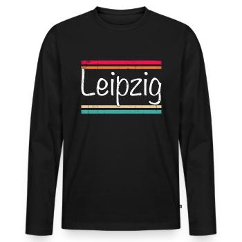 Leipzig - T-shirt manches longues Premium bio Homme - noir - Devant - Nico (187cm)
