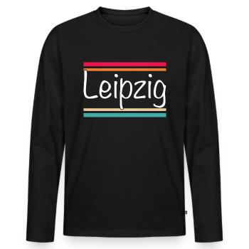 Leipzig - T-shirt manches longues Premium bio Homme - noir - Devant - Nico (187cm)
