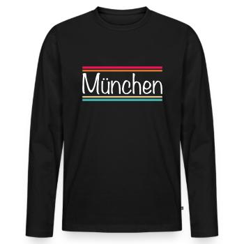 Munich - T-shirt manches longues Premium bio Homme - noir - Devant - Nico (187cm)