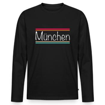 Munich - T-shirt manches longues Premium bio Homme - noir - Devant - Nico (187cm)