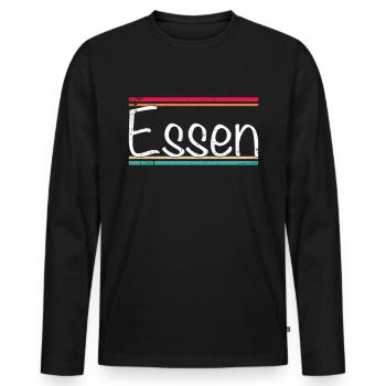 Essen - Männer Premium Bio Langarmshirt - Schwarz - Vorne - Nico (187cm)