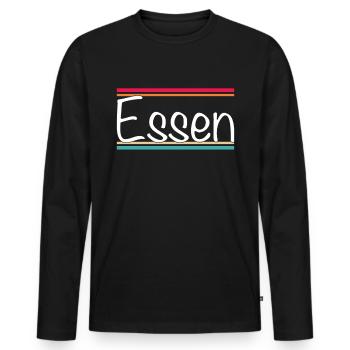 Essen - Männer Premium Bio Langarmshirt - Schwarz - Vorne - Nico (187cm)