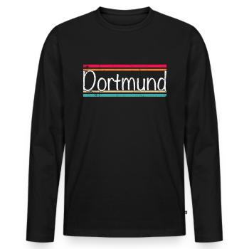 Dortmund - Men's Premium Organic Long Sleeve Shirt - black - Front - Nico (187cm)