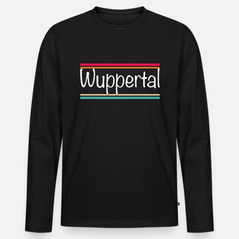 Wuppertal - Männer Premium Bio Langarmshirt - Schwarz