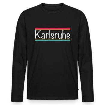 Karlsruhe - Men's Premium Organic Long Sleeve Shirt - black - Front - Nico (187cm)